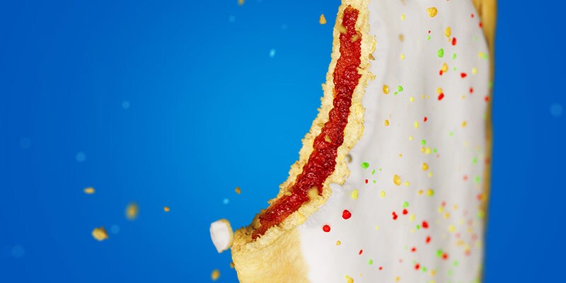 A close up image of a Pop Tart with a bite taken out.