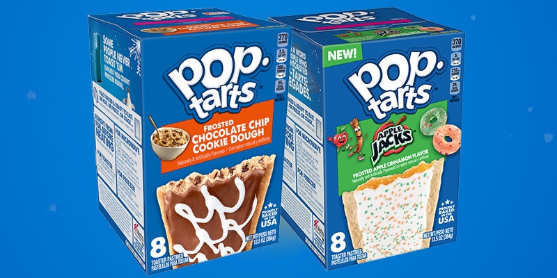 Two Pop Tarts boxes on a blue background.